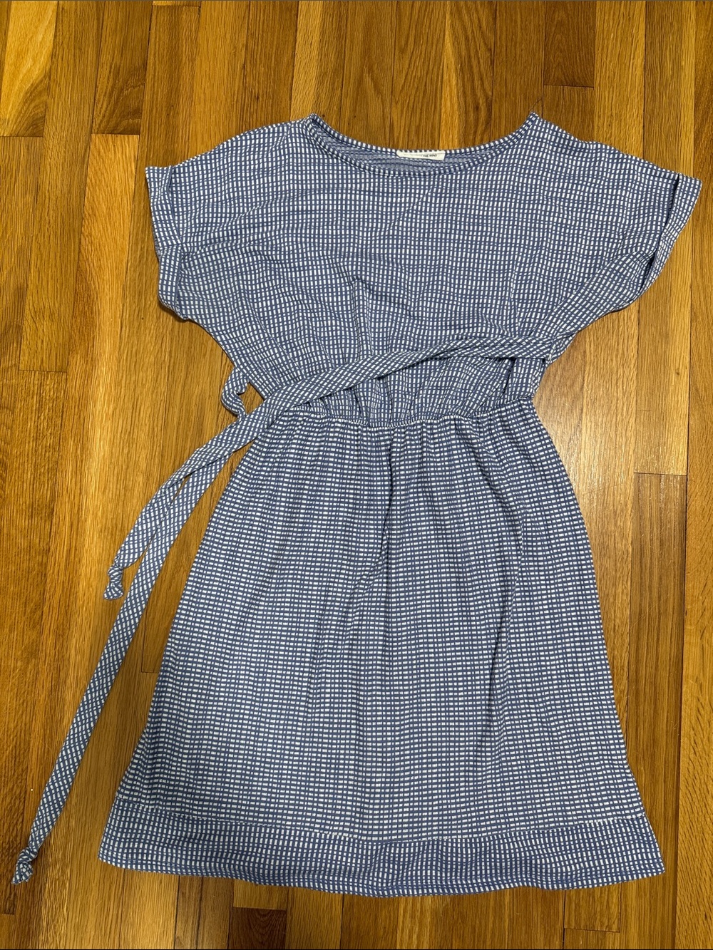 Caution To The Wind Blue Check Tie-Waist Casual Dress
